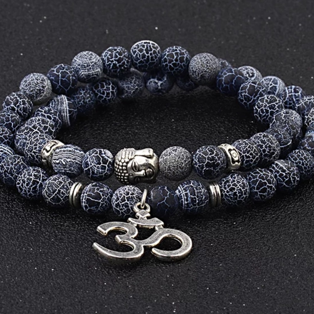 Unisex onyx, lava stone, wood or tigers eye Mala bracelet - Picture 7 of 12